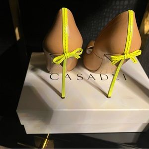 Casadei stilettos beige and lime green never worn. European size 38.5